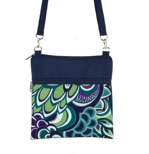 Swirled Paisley in Teal | Navy Nylon | Mini Square Crossbody Bag