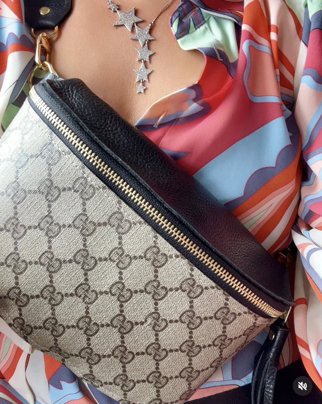 Upcycled GG Full Front Belt Bag in Black Leather | Britt