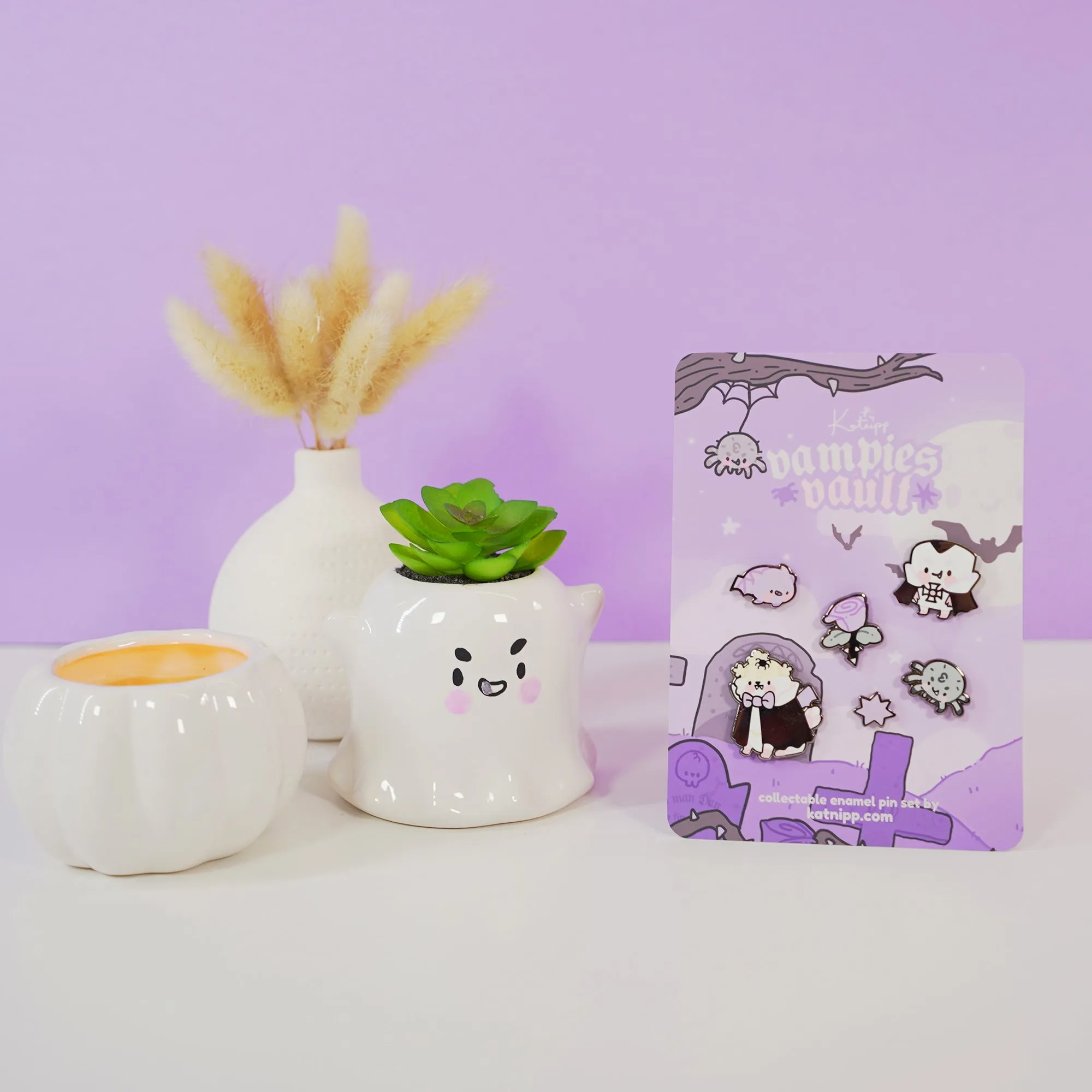 Vampies Vault Halloween Enamel Pin Bundle | 6-Piece Spooky Kawaii Pin Set | Gothic Collectible Lapel Pins