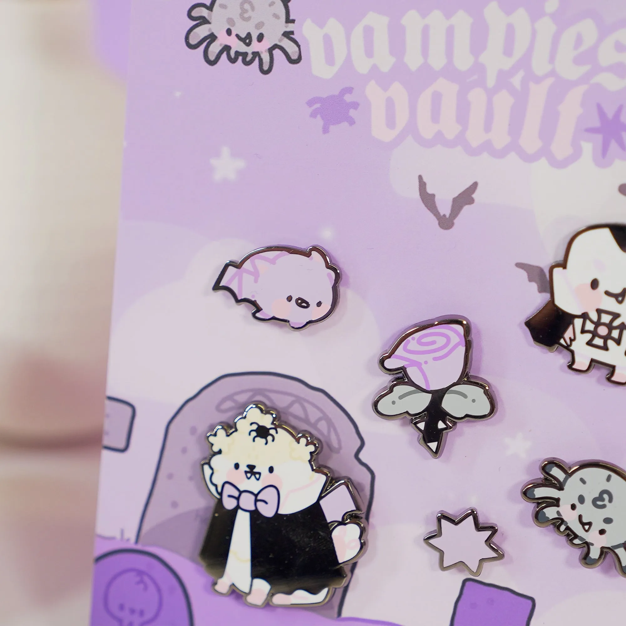 Vampies Vault Halloween Enamel Pin Bundle | 6-Piece Spooky Kawaii Pin Set | Gothic Collectible Lapel Pins