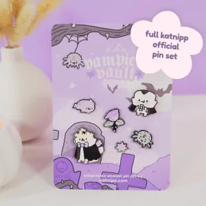 Vampies Vault Halloween Enamel Pin Bundle | 6-Piece Spooky Kawaii Pin Set | Gothic Collectible Lapel Pins