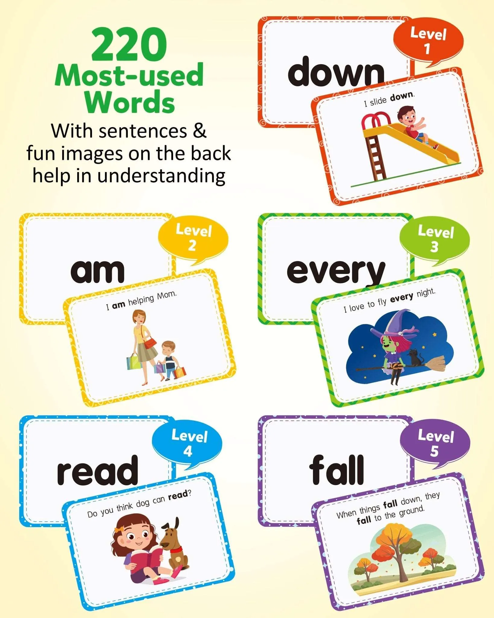 Words Educational Flashcards - 220 Dolch Sightwords Game